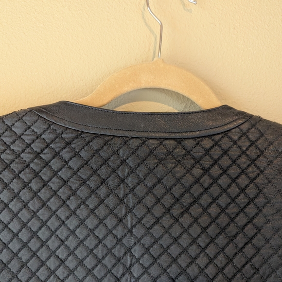 BCBGMaxAzria Black Vegan Leather Jacket Quilted Fitted - Picture 8 of 11